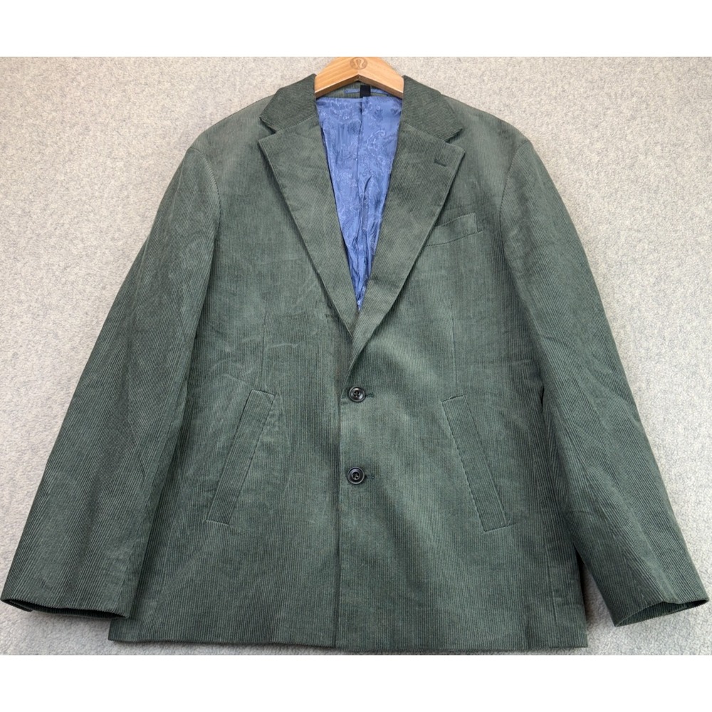 Gianni Feraud Mens Single Breasted Blazer Olive Green Corduroy Lined Classic 38